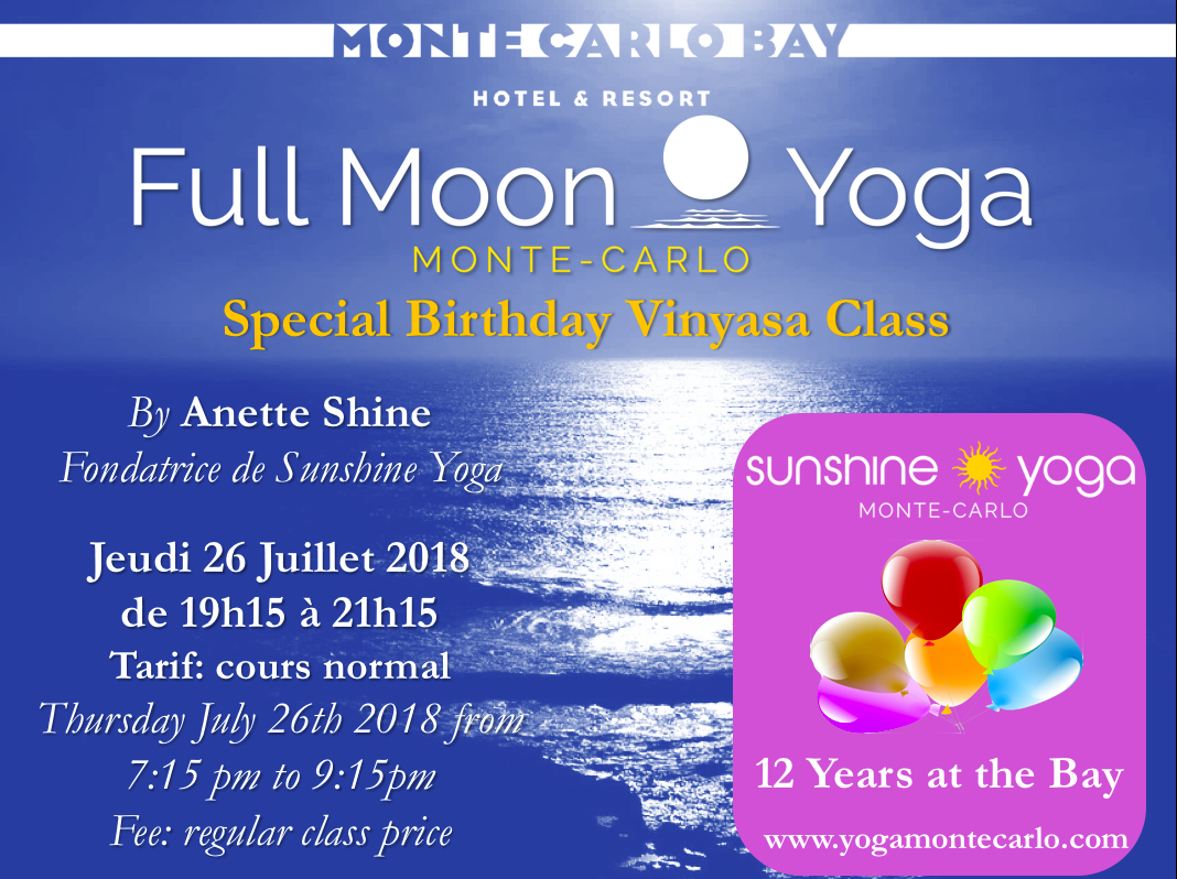 You are currently viewing Cours Anniversaire Vinyasa de la Pleine Lune  pour les 12 ans, le 26 Juillet