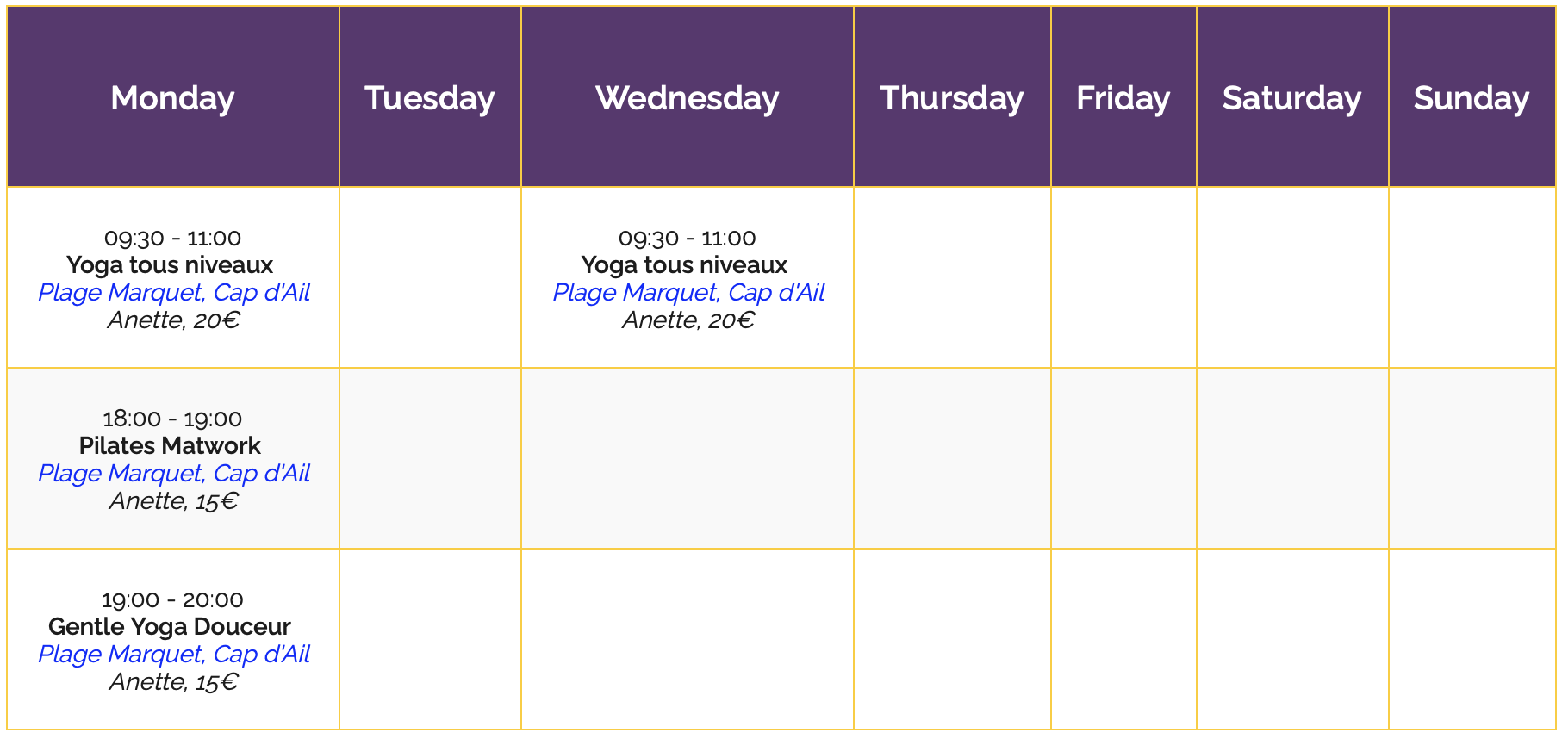 You are currently viewing Sunshine Yoga schedule of April