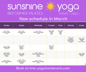 Read more about the article New Sunshine Yoga schedule starting on March 1st