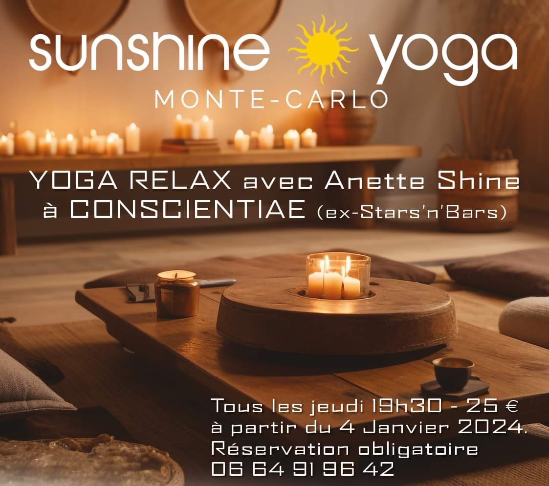 Yoga Relax at Conscientiae every Thursday 7:30 pm – Sunshine Yoga  Monte-Carlo